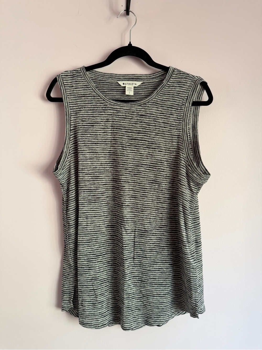 Athleta Black & White Striped Muscle Tee